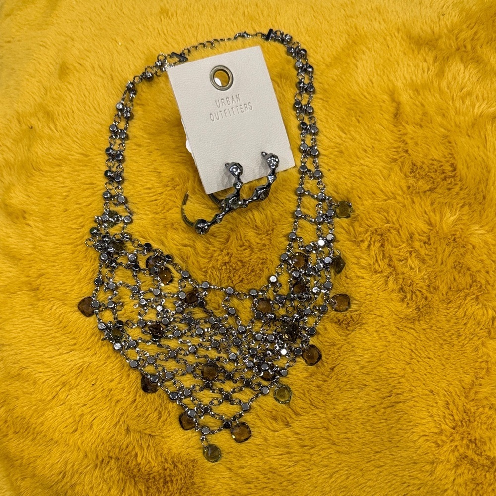 Urban Outfitters Silver Statement Necklace and earrings bundle